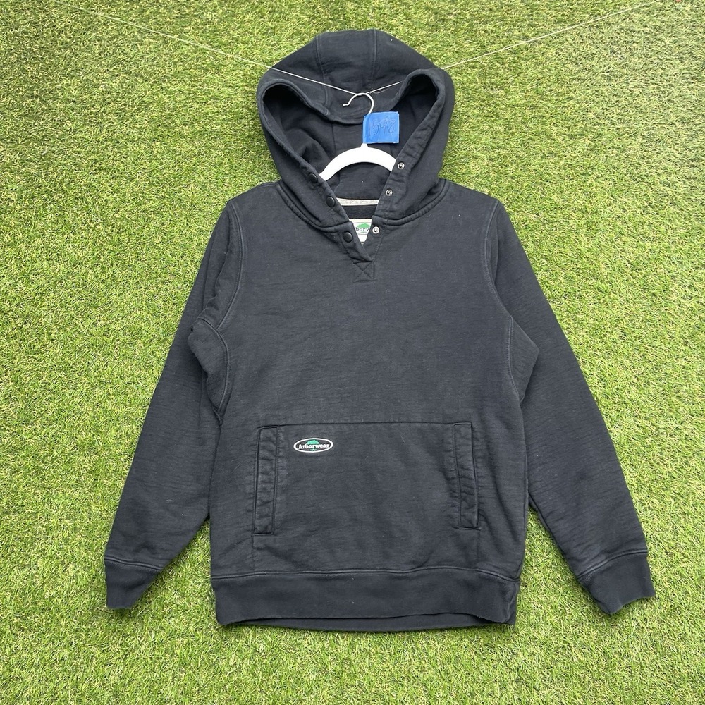 Arborwear Double Thick Hoodie Mens Small Black Snap Sweatshirt Pullover Workwear